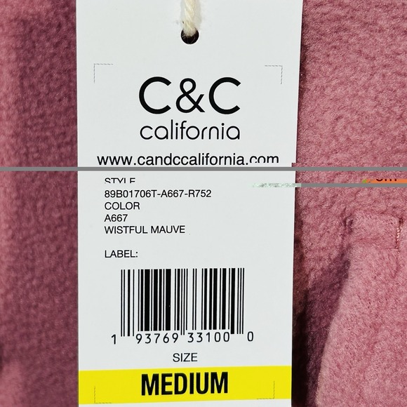 C&C California Womens Fleece Button Down Shirt Size M Soft Pink Cozy Warm Fabric - Picture 9 of 9